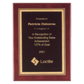8" x 10" Airflyte Premium Rosewood Piano Finish Plaque with Gold Florentine Border Black LaserFX Plate