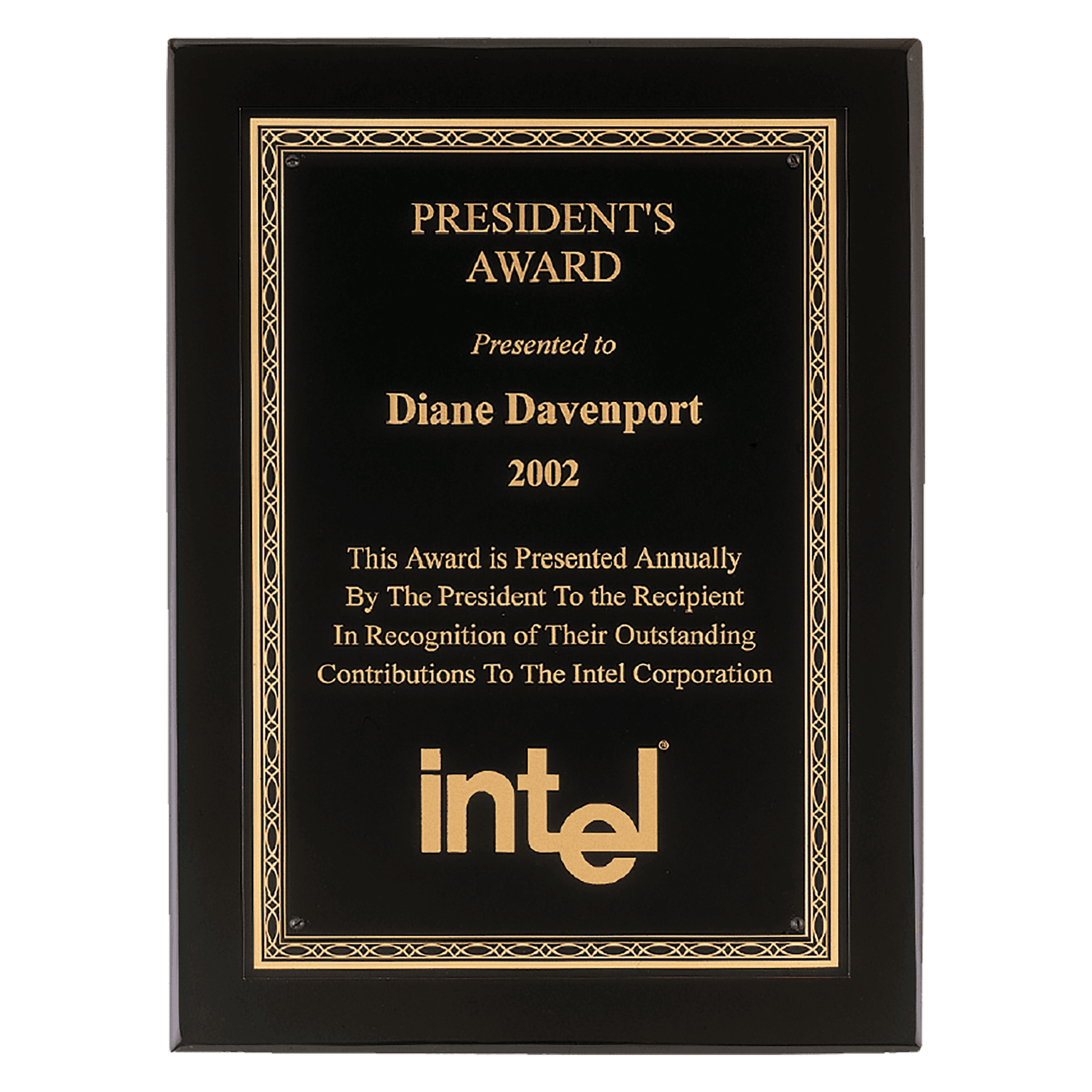 Black Piano Finish Plaque with Gold Florentine Border Laserable Black Brass 8" x 10" Airflyte Premium Plate