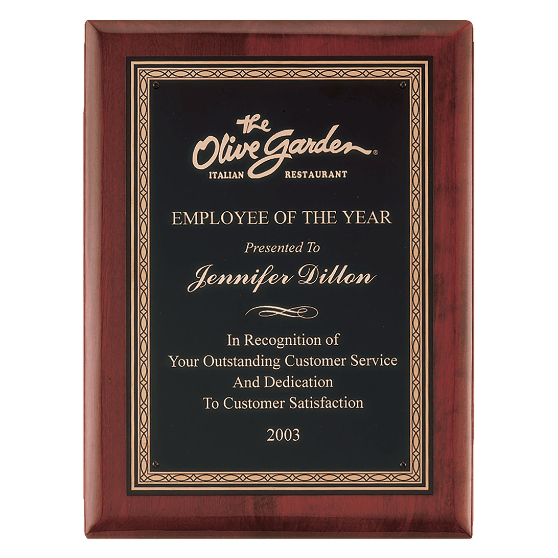 Rosewood Piano Finish Plaque with Gold Border Black Laserable Brass 9" x 12" Airflyte Premium Plate