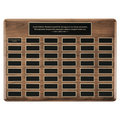 Walnut 48 Plate Perpetual Plaque with Black Brass 20" x 30"/Plates 1 1/2" x 3 3/4" American Plates