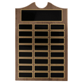 14" x 20"/Plates 1 1/2" x 3 3/4" American Walnut 24 Plate Perpetual Plaque with Black Brass Plates