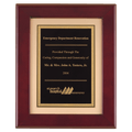 12" x 15" Rosewood Piano Finish Frame with Black LaserFX Plate on Brushed Gold Metal Background