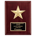 6" x 8" Star Casting with Gabled Points and Goldtone Finish on a Rosewood Piano Finish Plaque with a Black Laserable Plate