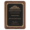 Walnut Piano Finish Plaque with Gold 7" x 9" Airflyte Premium Florentine Border LaserFX Plate