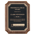 8" x 10" Airflyte Walnut Piano Finish Plaque with Gold Florentine Border Black LaserFX Plate