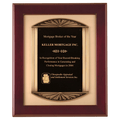 14" x 17" Rosewood Piano Finish Frame with Antique Bronze Finish Frame Casting with Brushed Gold Metal Background and Black LaserFX Plate