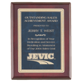 7" x 9" Rosewood Piano Finish Plaque with a Sapphire Marble/Gold FlorentineDesign LaserFX Plate