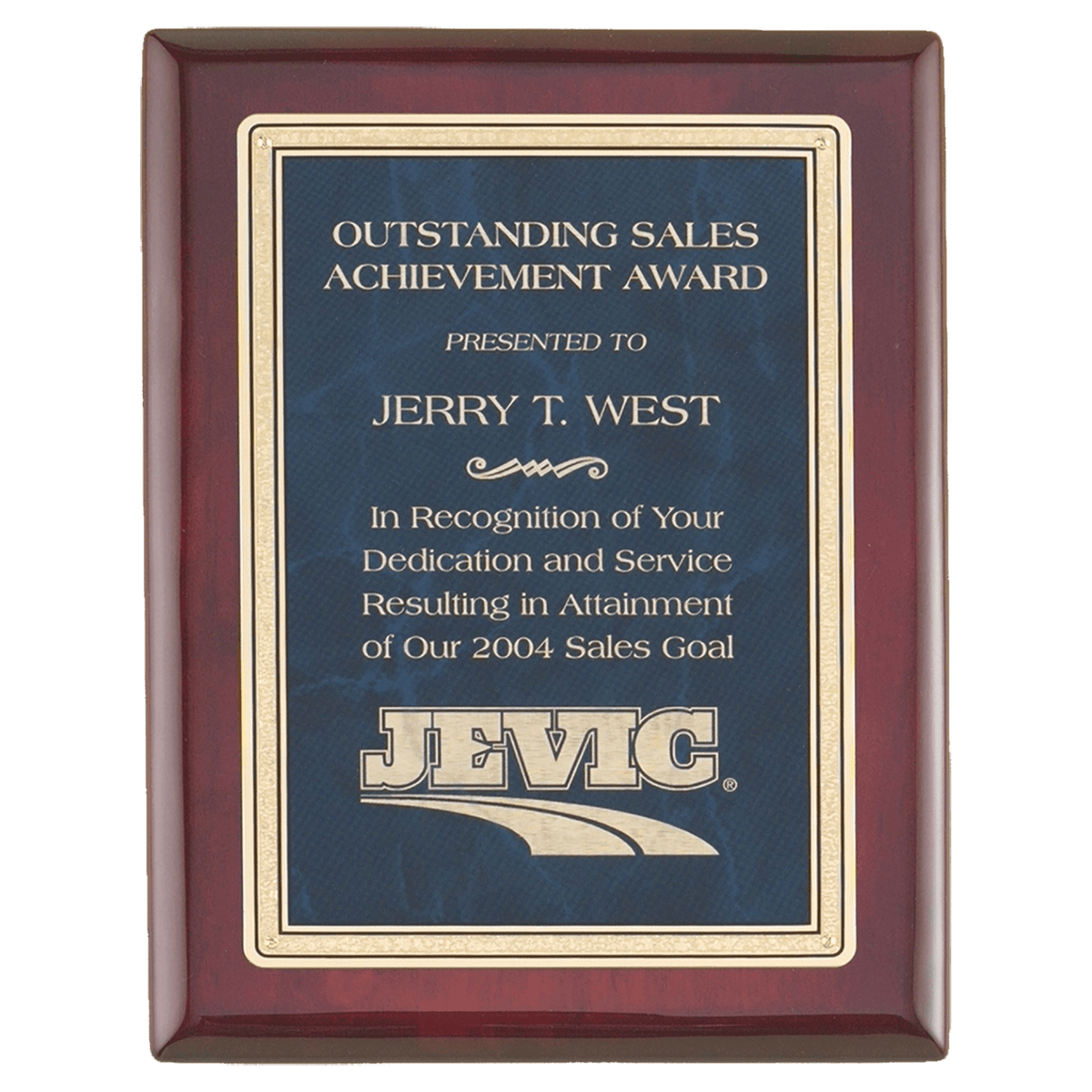 Rosewood Piano Finish Plaque with a Sapphire Marble/Gold 10 1/2" x 13" Florentine Design LaserFX Plate