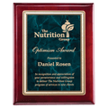 Rosewood Piano Finish Plaque with Emerald Marble/Gold 8" x 10" Florentine Design LaserFX Plate