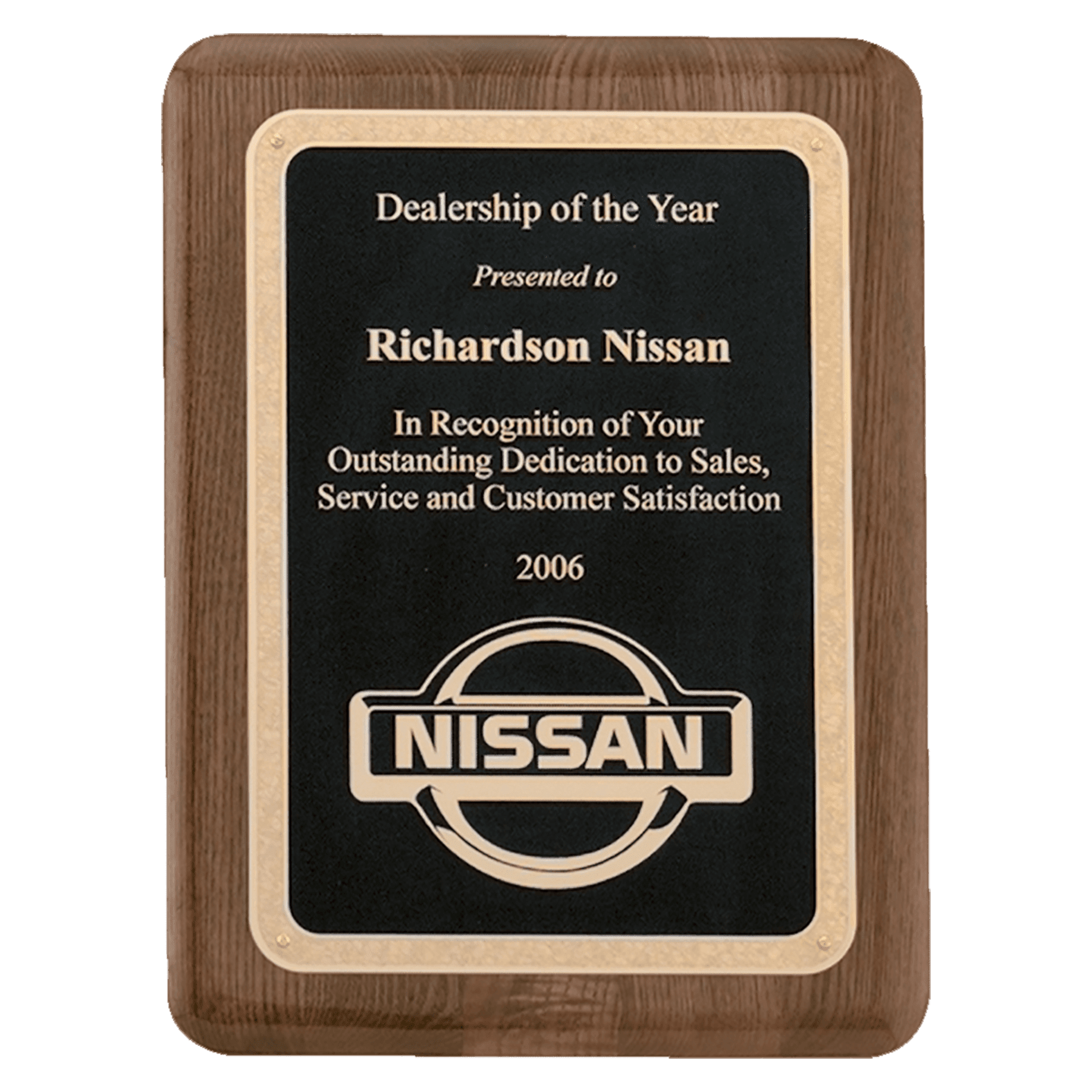 Walnut Piano Finish Plaque with Textured Black/Gold 8" x 10 1/2" Airflyte Florentine Border LaserFX Plate