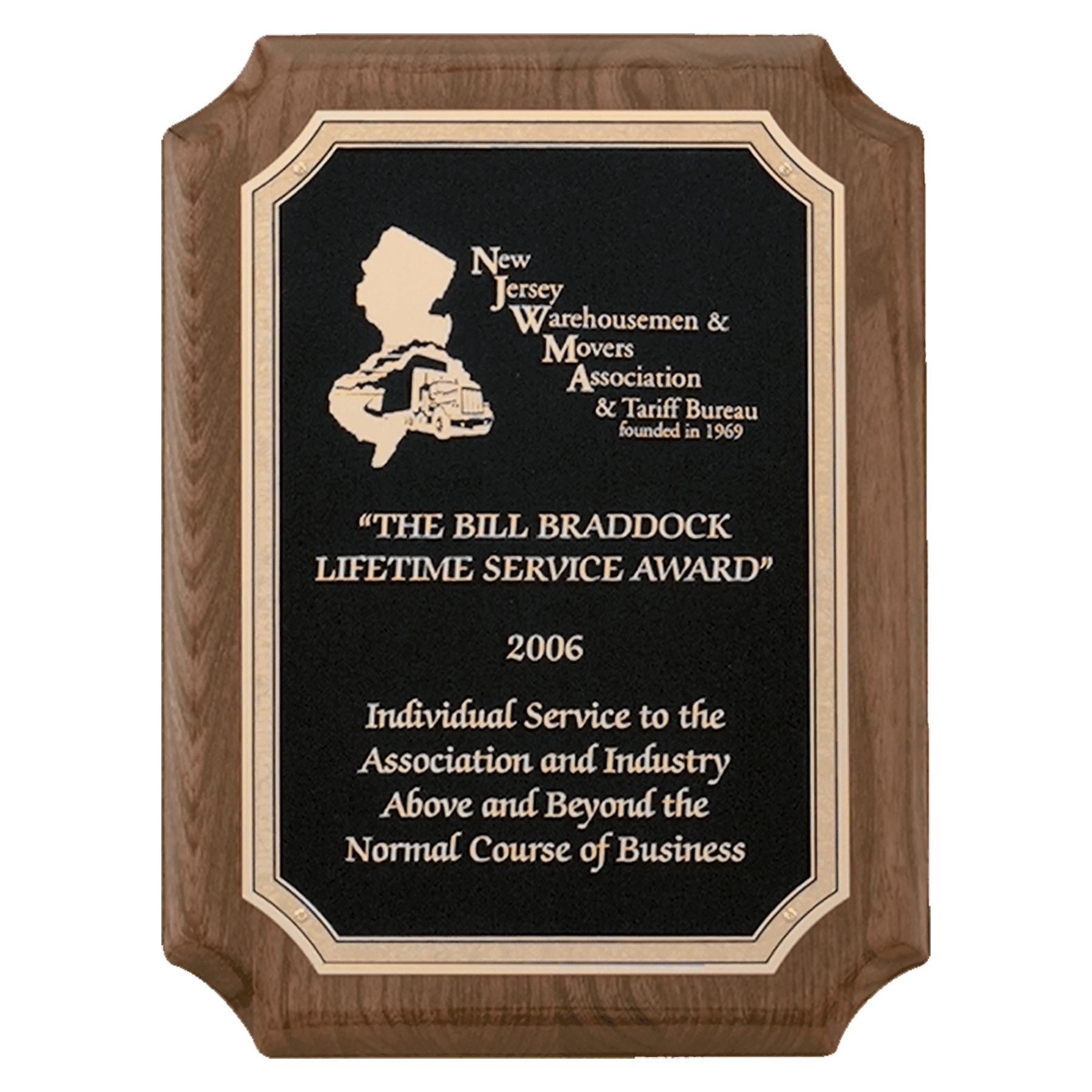 Walnut Piano Finish Plaque with Gold Florentine Border Textured Black 7" x 9" Airflyte Premium LaserFX Plate