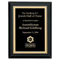 7" x 9" Airflyte Premium Black Mirror Glass Plaque with Gold Florentine Border LaserFX Plate