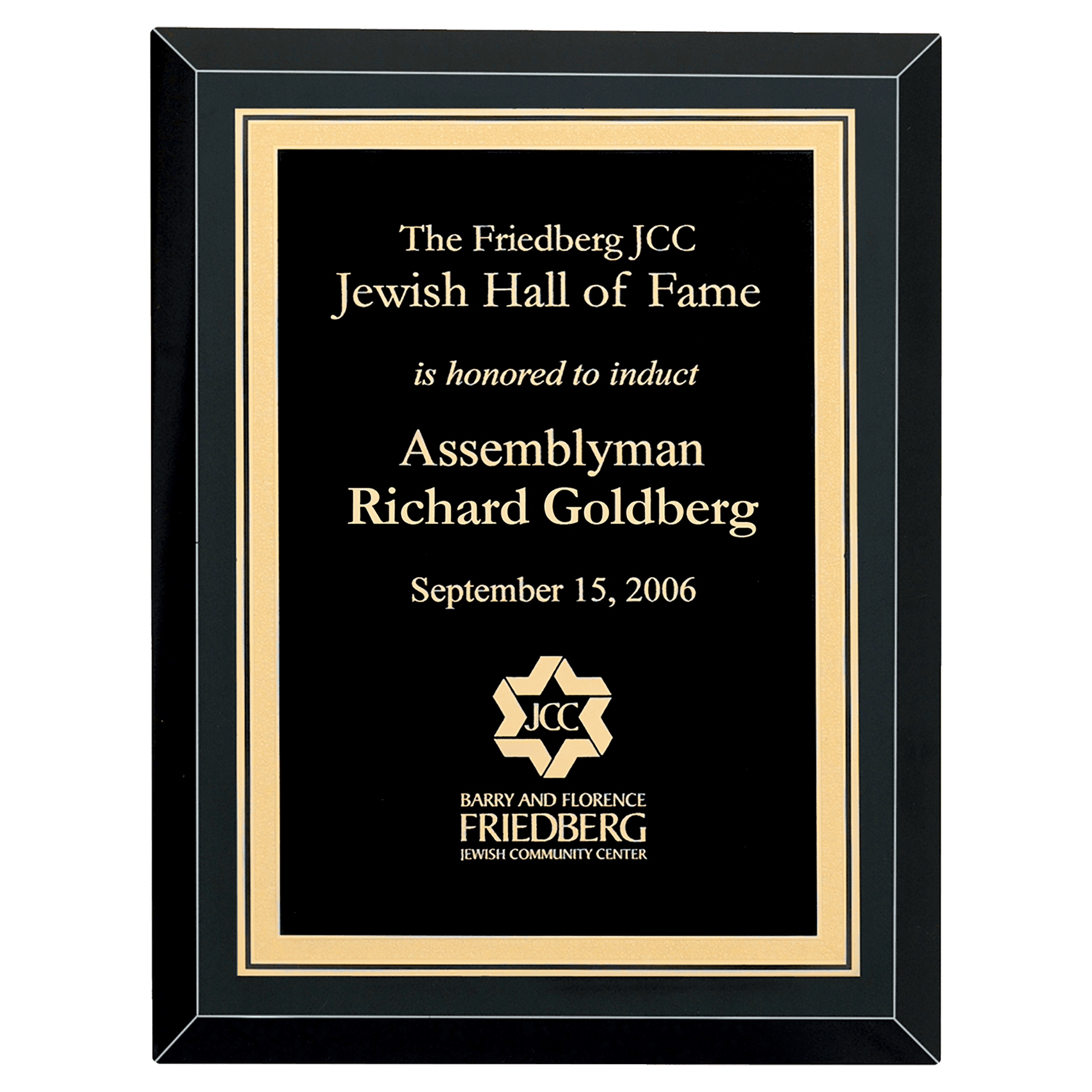 9" x 12" Airflyte Premium Black Mirror Glass Plaque with Gold Florentine Border LaserFX Plate