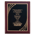 9" x 12" Airflyte Rosewood Piano Finish Plaque with Gold Florentine Star Border LaserFX Plate