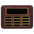 9" x 12"/Plates 7/8" x 2 3/4" Rosewood Piano 12 Plate Perpetual Plaque with Black Brass Plates