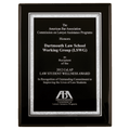 8" x 10" Airflyte Black Piano Finish Plaque with Black Laser Engravable Aluminum Florentine Silver Border Plate