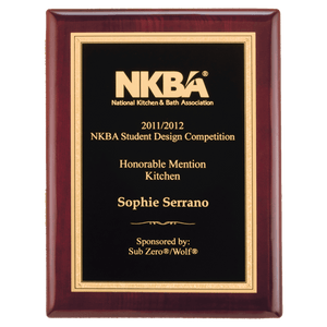 Rosewood Piano Finish Plaque with Textured Black/Gold 9" x 12" Airflyte Florentine Border LaserFX Plate