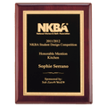 11" x 14" Airflyte Rosewood Piano Finish Plaque with Textured Black/Gold Florentine Border LaserFX Plate