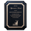 8" x 10 1/2" Black High Gloss Plaque with Black Gold Florentine Border LaserFX Plate