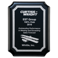 9" X 12" Black High Gloss Plaque with Black Silver Florentine Border Laserable Aluminum Plate