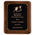 Walnut Plaque with Gold Border Black 7" x 9" American LaserFX Plate