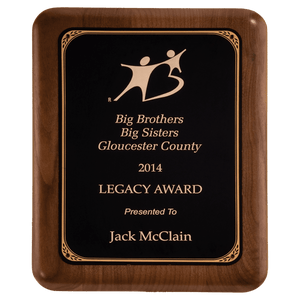 Walnut Plaque with Gold Border Black 2 9" x 12" American LaserFX Plate
