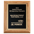 Alder Wood Plaque with Black Textured Gold 7" x 9" Natural Florentine Bordered LaserFX Plate