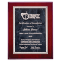 Rosewood High Gloss Plaque with Gray Marble/Silver 7" x 9" Airflyte Florentine Border Plate
