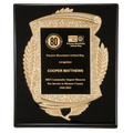 10 1/2" x 13" Black High Gloss Plaque with Metal Gold Scroll Frame Casting with Black LaserFX Plate