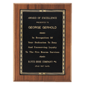 9" x 12" Jewelers Black Laserable Gold Border Plate on an American Walnut Plaque- Sheffield Series
