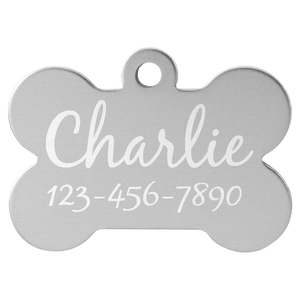 Silver 1 1/2" x 1" Laserable Anodized Aluminum Bone Pet Tag