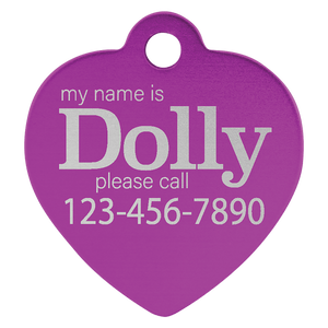 Purple 1" x 1" Laserable Anodized Aluminum Heart Pet Tag