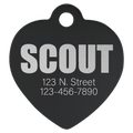 Black 1 1/4" x 1 1/4" Laserable Anodized Aluminum Heart Pet Tag