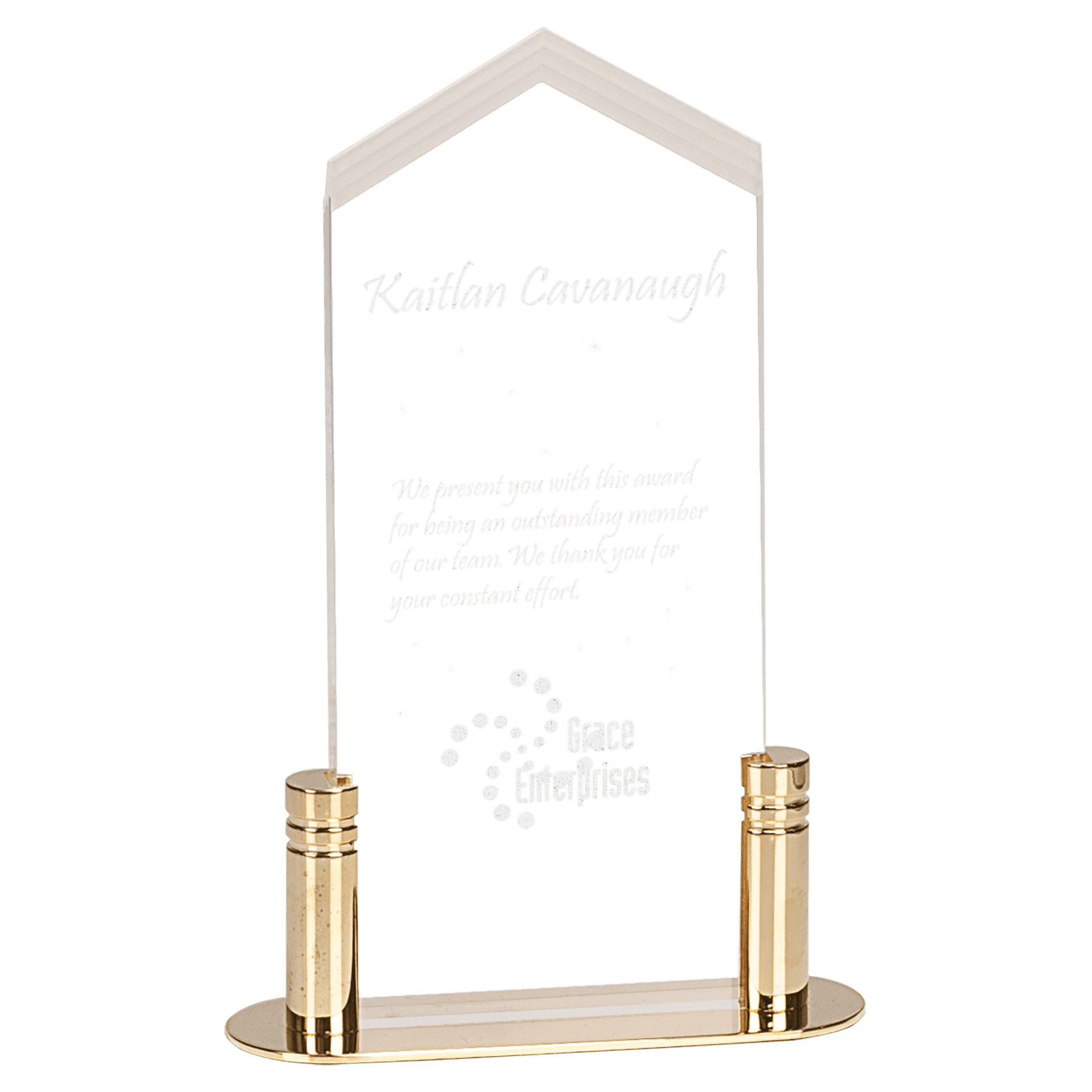 Small Clear Frosted Arrow Acrylic with Brass Base