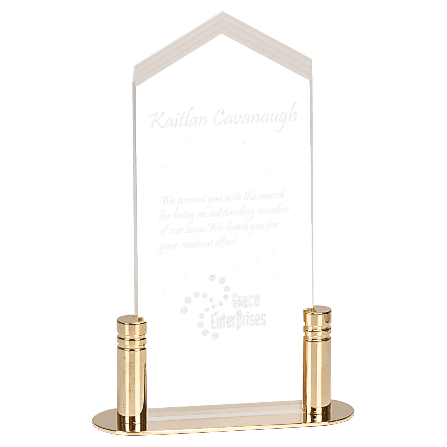Large Clear Frosted Arrow Acrylic with Brass Base