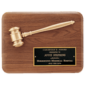 Solid 9" x 12" Walnut Plaque with Antique Bronze Half Gavel