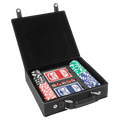 Black/Gold Laserable Leatherette 100 Chip Poker Set
