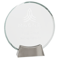 7 1/4" Round Platinum Glass with Full Metal Base