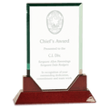 9 3/4" Rectangle Prestige Glass with Rosewood Piano Finish Base