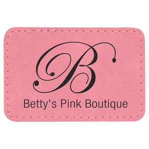 Pink 3" x 2" Rectangle Laserable Leatherette Patch with Adhesive