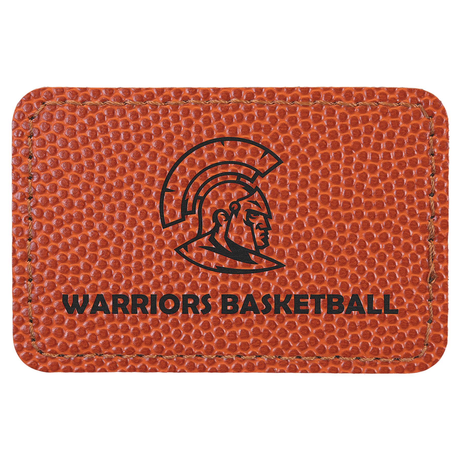 Basketball 3" x 2" Rectangle Laserable Leatherette Patch with Adhesive