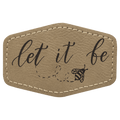 Light Brown 3" x 2" Hex Laserable Leatherette Patch with Adhesive