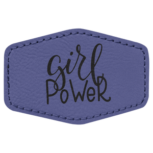 Purple 3" x 2" Hex Laserable Leatherette Patch with Adhesive