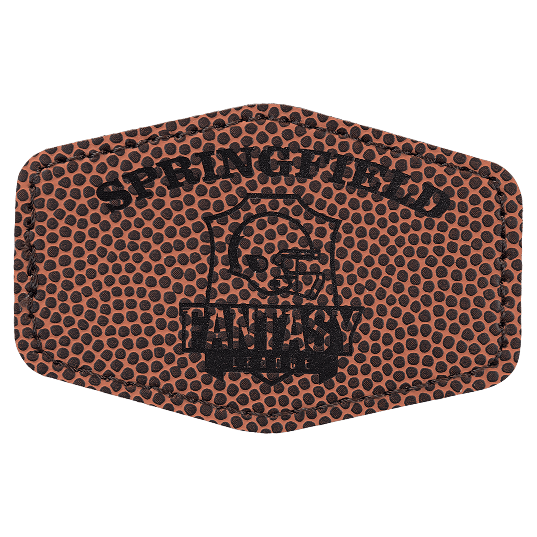 Football 3" x 2" Hex Laserable Leatherette Patch with Adhesive