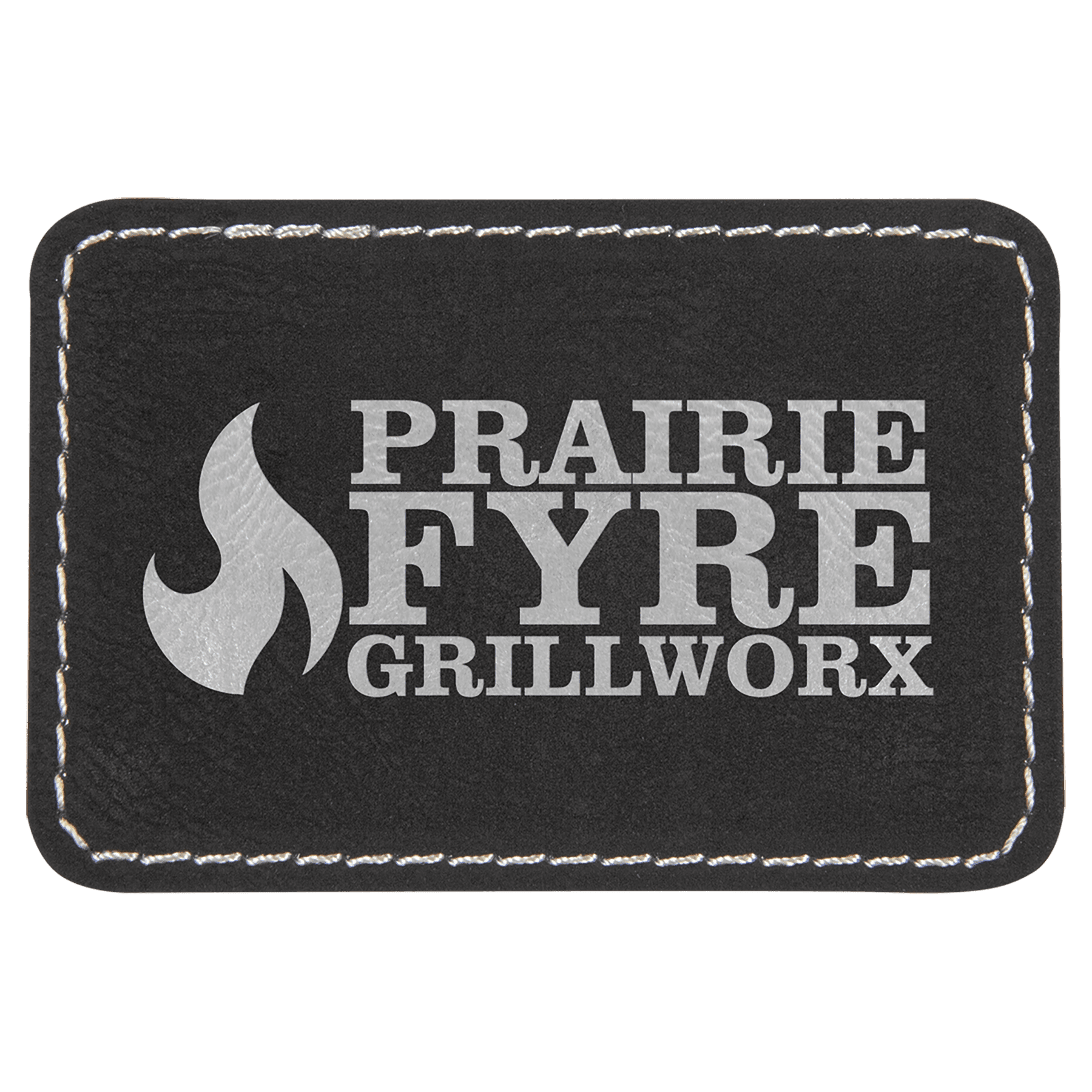 Black/Silver 3" x 2" Laserable Leatherette Rectangle Patch with Kota Pro Adhesive