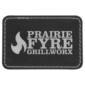Black/Silver 3" x 2" Laserable Leatherette Rectangle Patch with Kota Pro Adhesive