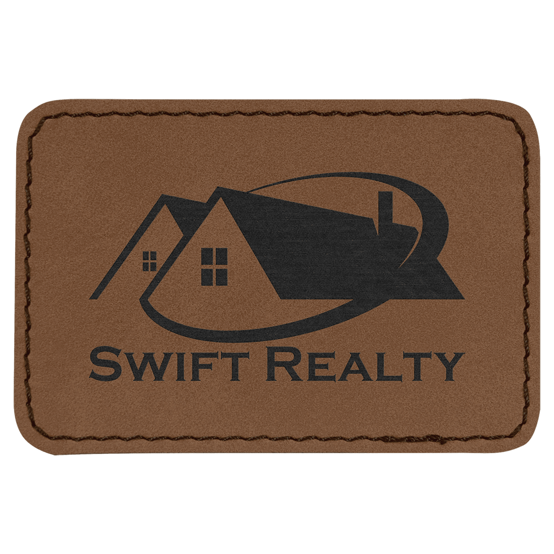 Dark Brown 3" x 2" Laserable Leatherette Rectangle Patch with Kota Pro Adhesive