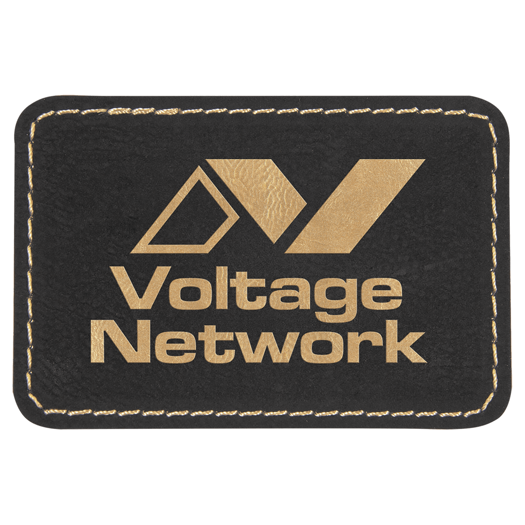 Black/Gold 3" x 2" Laserable Leatherette Rectangle Patch with Kota Pro Adhesive
