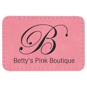 Pink 3" x 2" Laserable Leatherette Rectangle Patch with Kota Pro Adhesive
