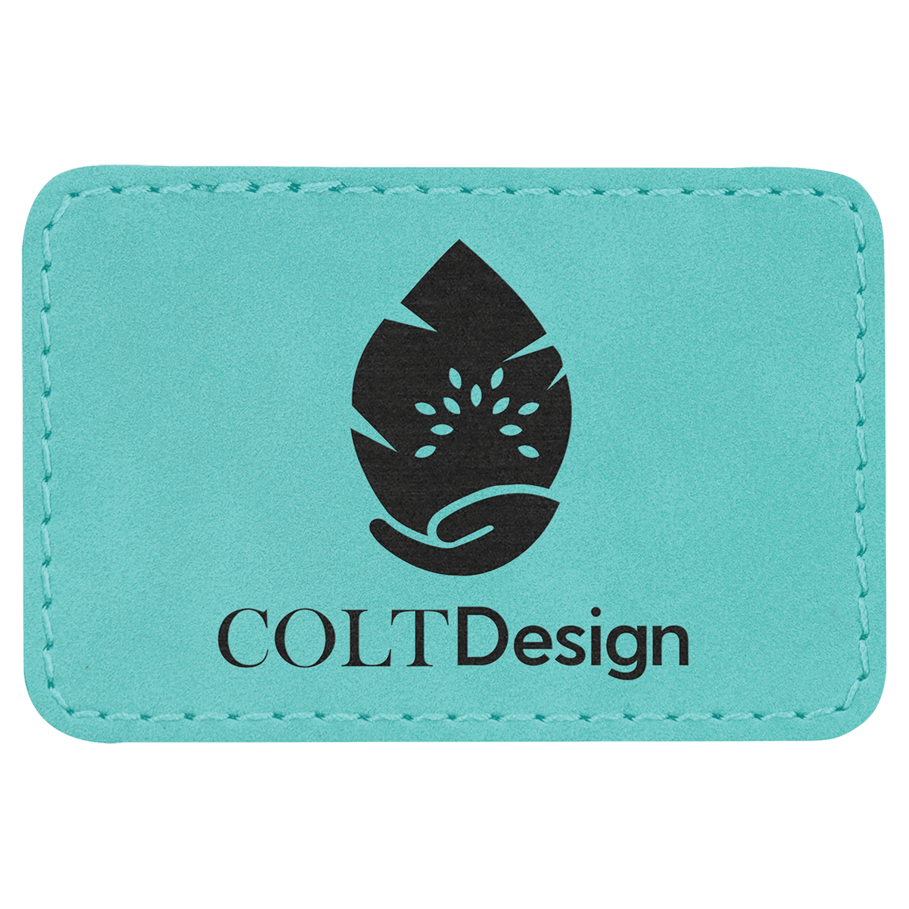 Teal 3" x 2" Laserable Leatherette Rectangle Patch with Kota Pro Adhesive